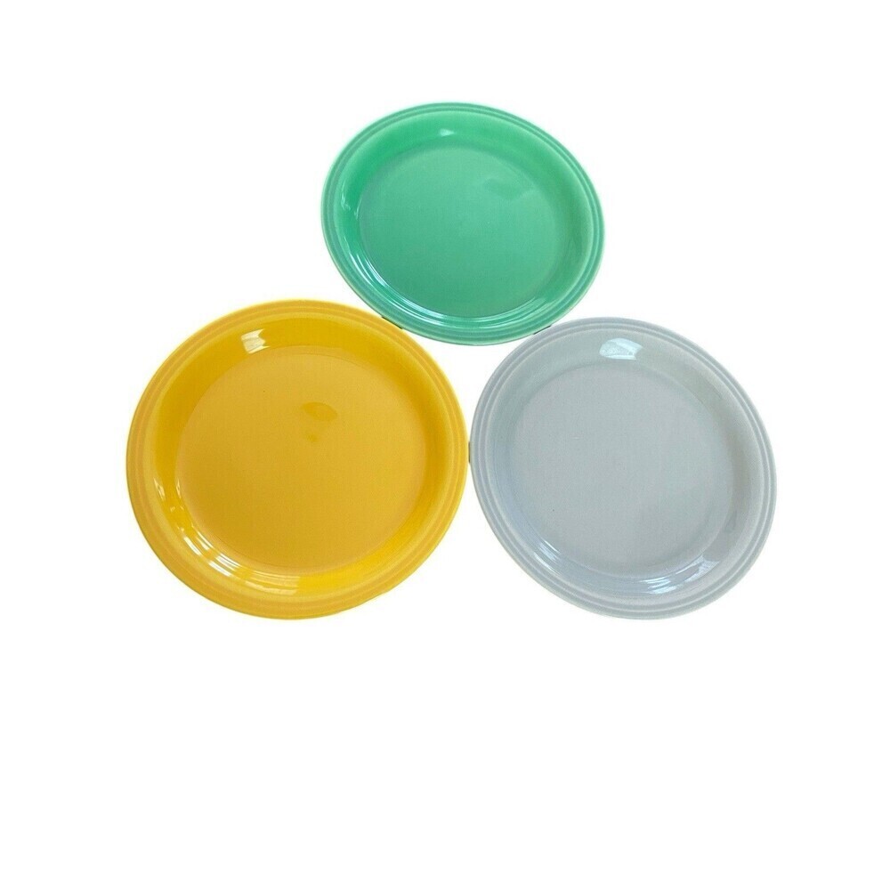 3 Vintage Homer Laughlin Carnival Bread Plates 6.75" Mother's Oats Oatmeal